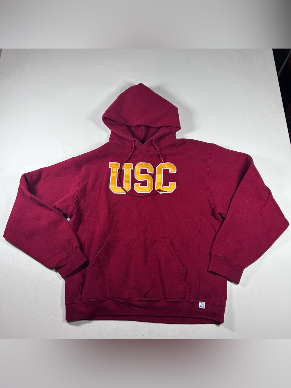 Vintage 90s USC Russell Hoodie Sweatshirt Mens L Stitched Faded Trojans College